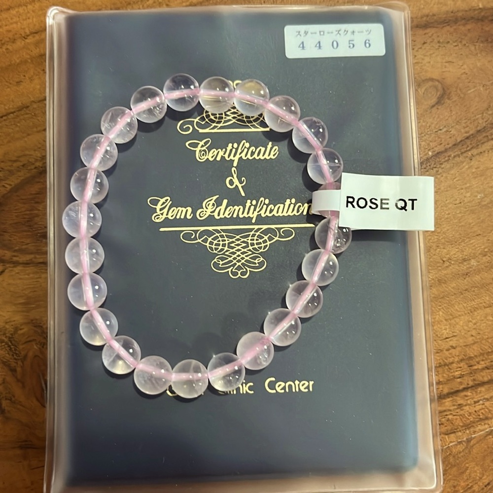 ROSE QUARTS BEAD BRACELET✨ Strecheable✨ With book Certificate from Japan✨